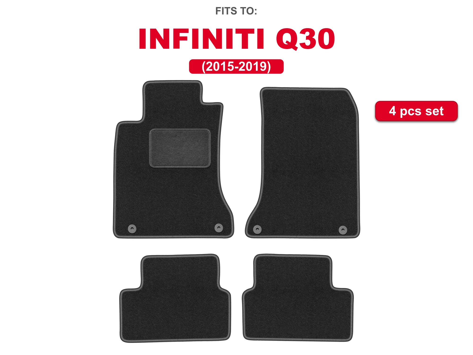 Image of Velours-Autofußmatten für: Infiniti Q30 2015–2019 Schrägheck, Graphitfarbe, maßgeschneiderte Autofußmatten, Set