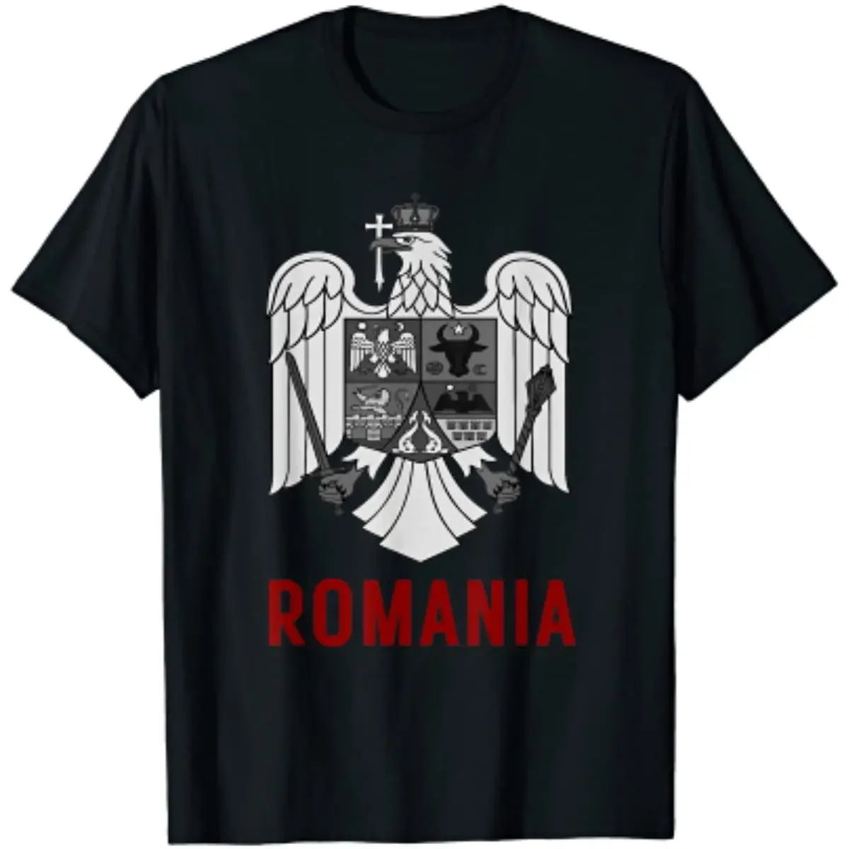 Coat of Arms of Romania Romanian Eagle Symbol Men T-Shirt Short Sleeve Casual Cotton Boys T-Shirts