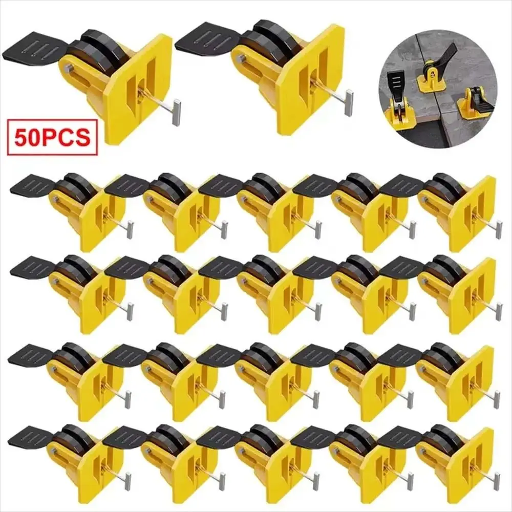 

50Pcs Portable Reusable Tile Leveling Device Manual Adjustable Tile Leveler Push-type Multifunctional Tile Lifting Tool