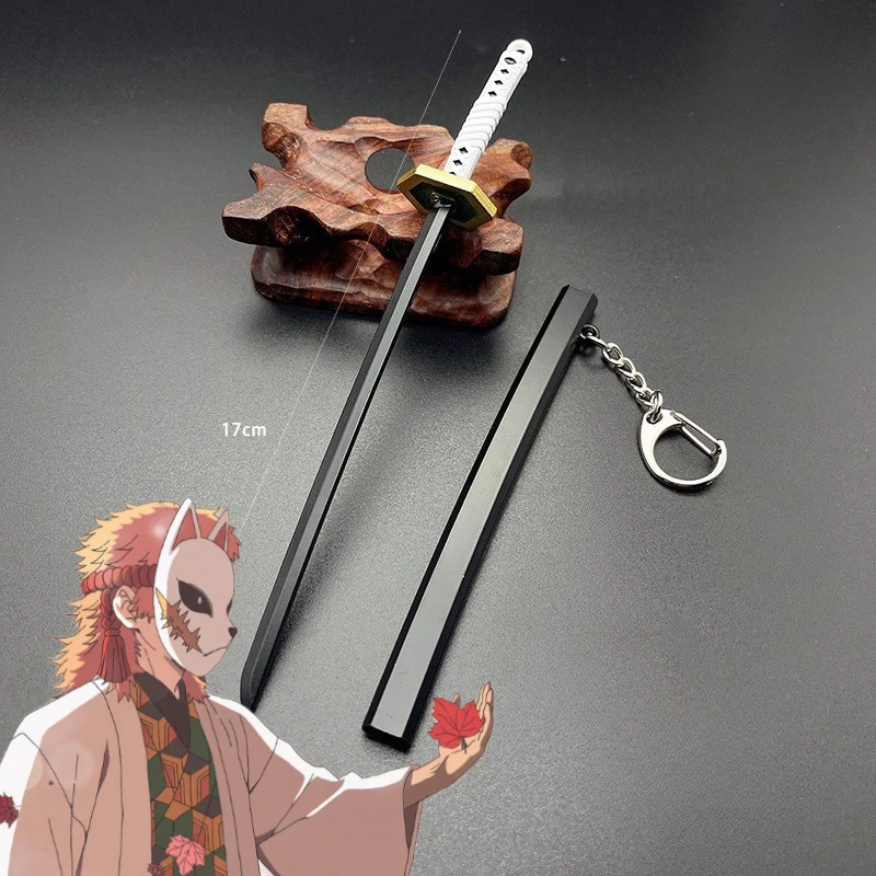6,7 Zoll Metall-Dämonentöter-Katana Anime Kimetsu No Yaiba Tanjirou Ninja-Messer Echtes Japanisches Katana Mini-Samurai-Säbel Spielzeug Geschenk