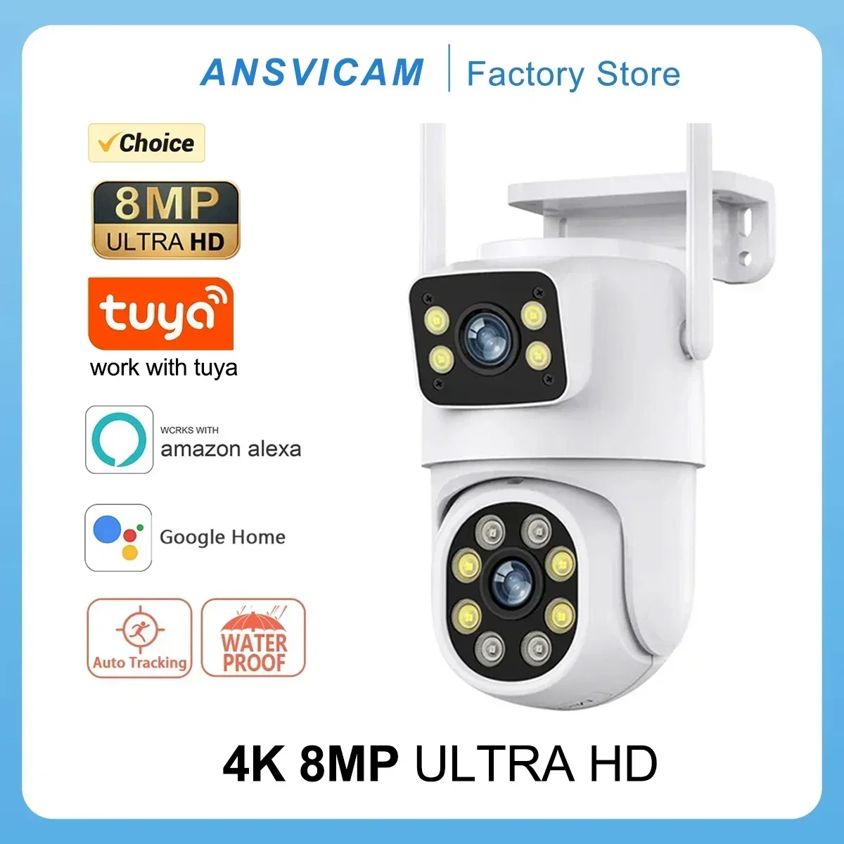 camera wi fi de lente dupla 4k 8mp full hd tela dupla ptz rastreamento automatico humano ai camera de vigilancia de video de seguranca externa tuya 01