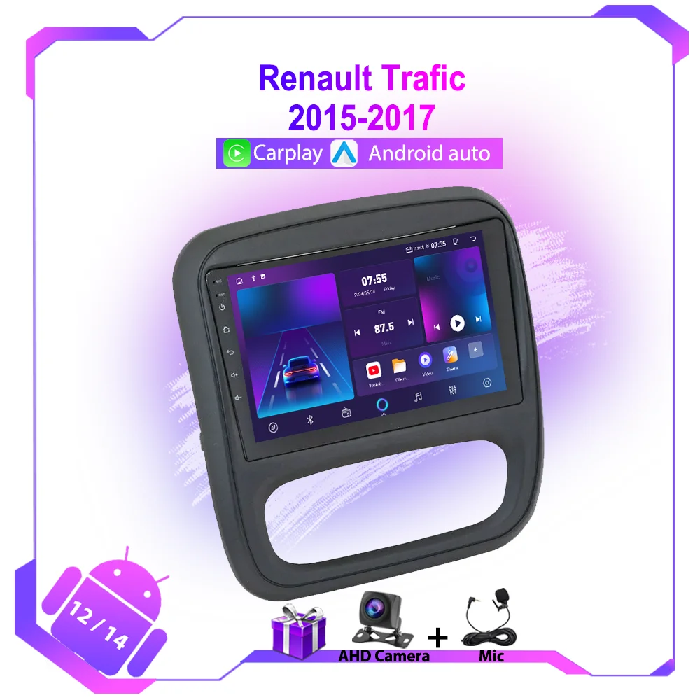 Car Radio For Renault Trafic 3 2014 2015 2016 2017-2021 Wireless CarPlay Android Auto Plug & Play FM RDS DSP GPS Multimedia
