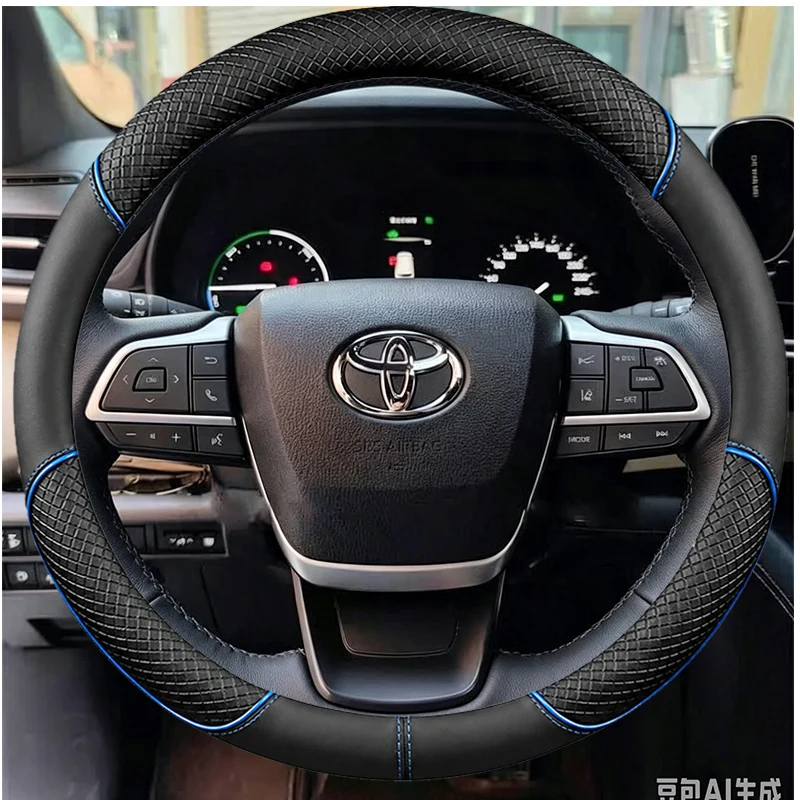 For Toyota Sienna Highlander Grand Highlander Kluger 2020-2026 Hand Stitch Bright Carbon Fiber Steering Wheel Cover Interior