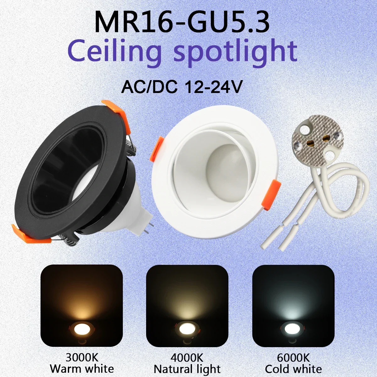 ไฟเพดาน LED 6W DC12V ดาวน์ไลท์ MR16 1-20ชิ้นโคมไฟติดเพดานดาวน์ไลท์สำหรับห้องนั่งเล่นสปอตไลท์ไฟ LED แผงไฟห้องครัว