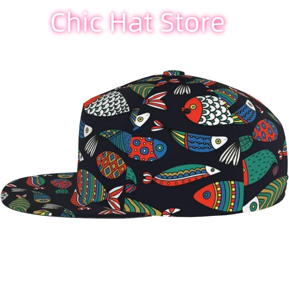 قبعات Snapback للرجال والنساء، قبعة بيسبول يابانية على شكل سمكة كوي، قبعة سائق الشاحنة لركوب الدراجات والرياضة والجري والجولف والأسماك المضحكة المسطحة
