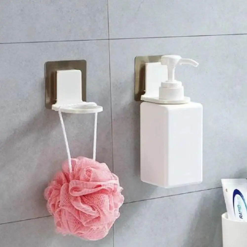 Adjustable Dispenser Bottle Holder Wall Mounted Adhesive Shampoo Lotion Hand Soap Bottle Hanger Bathroom Storage Rack