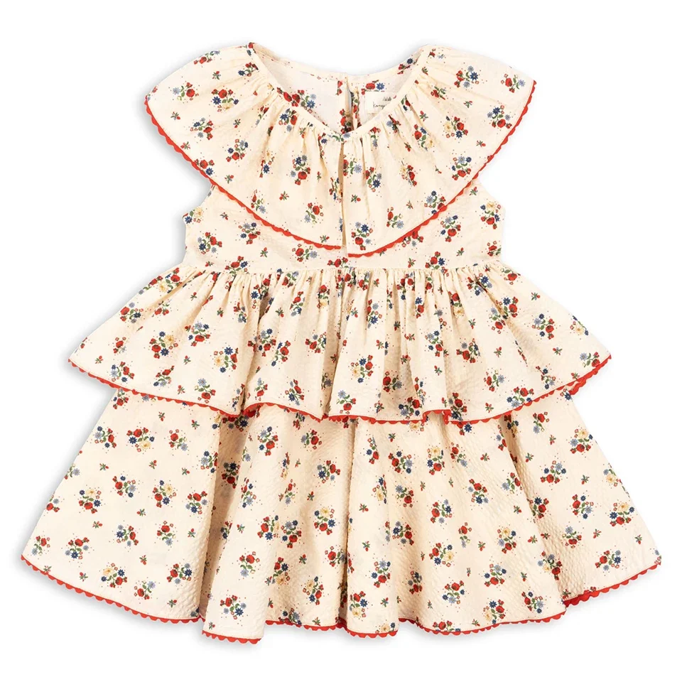 New KS 2024 Kid Summer Flowers Dress Rompers Girls Short Sleeves Children Dress Baby Girl Top And Bottom Sets Child Cute Clothes