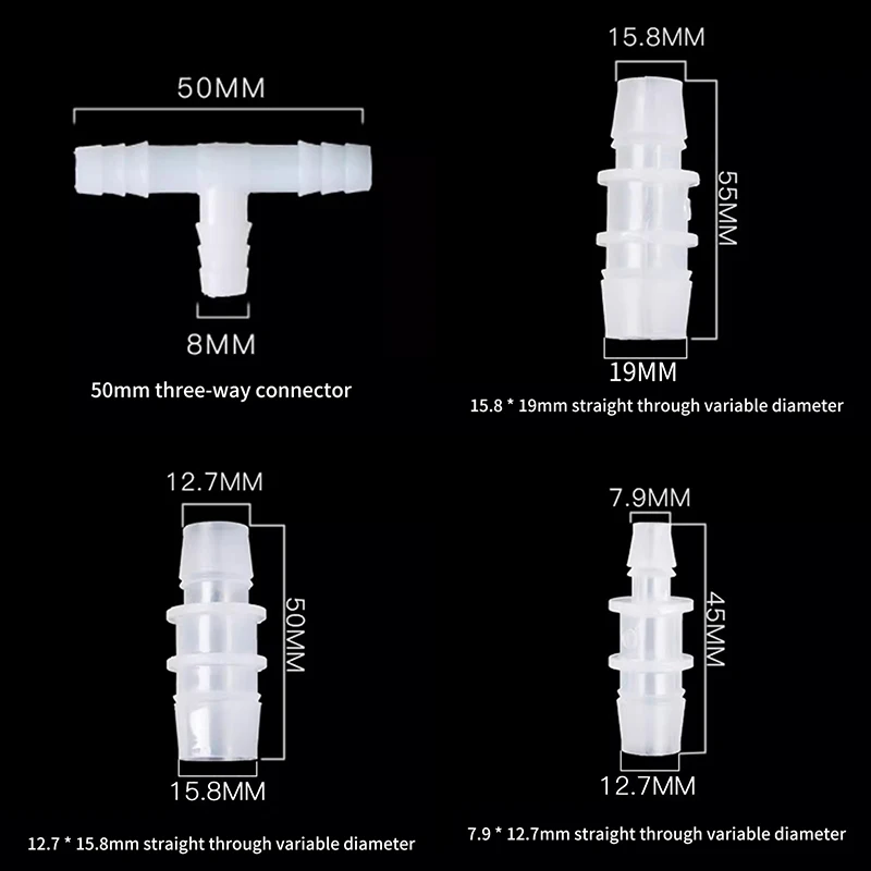 Conectores de cotovelo de 8/12/16/mm, acessórios para tanque de aquário, conversor de três vias de plástico, tubo de cabeça, redutor reto, adaptador de tubo macio