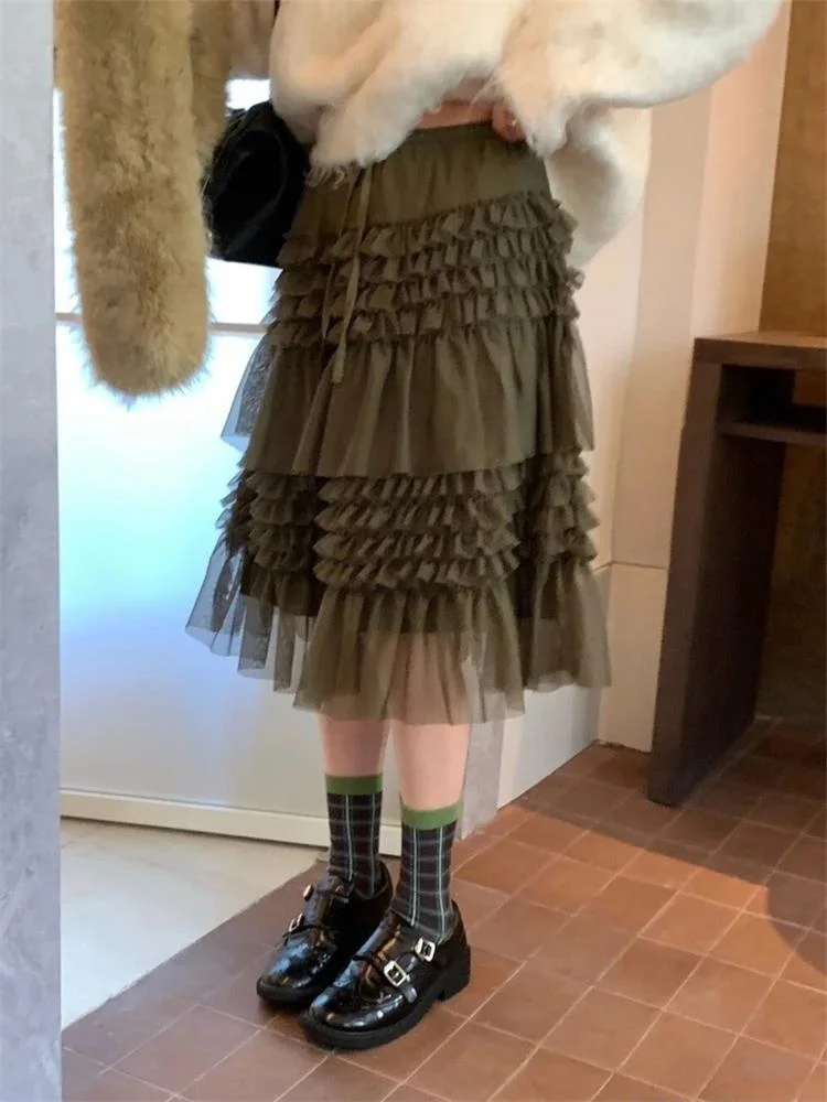 

Новая женская пышная тюлевая юбка А-силуэта с высокой талией, многослойная, весна-осень 2026, для повседневной носки, со встроенными шортами