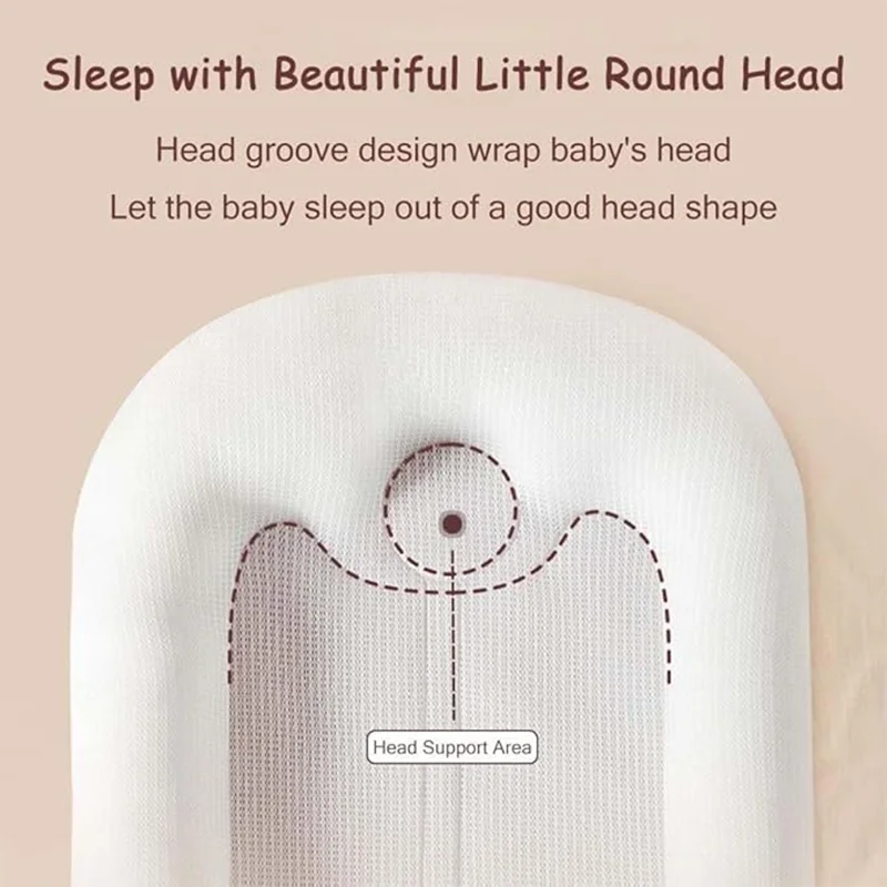 Baby Lounger Pillow for Newborn Babies 0-18 Months Infant Nest Sleeper Soft Organic Cotton Breathable Pillow Bed CarryEverywhere