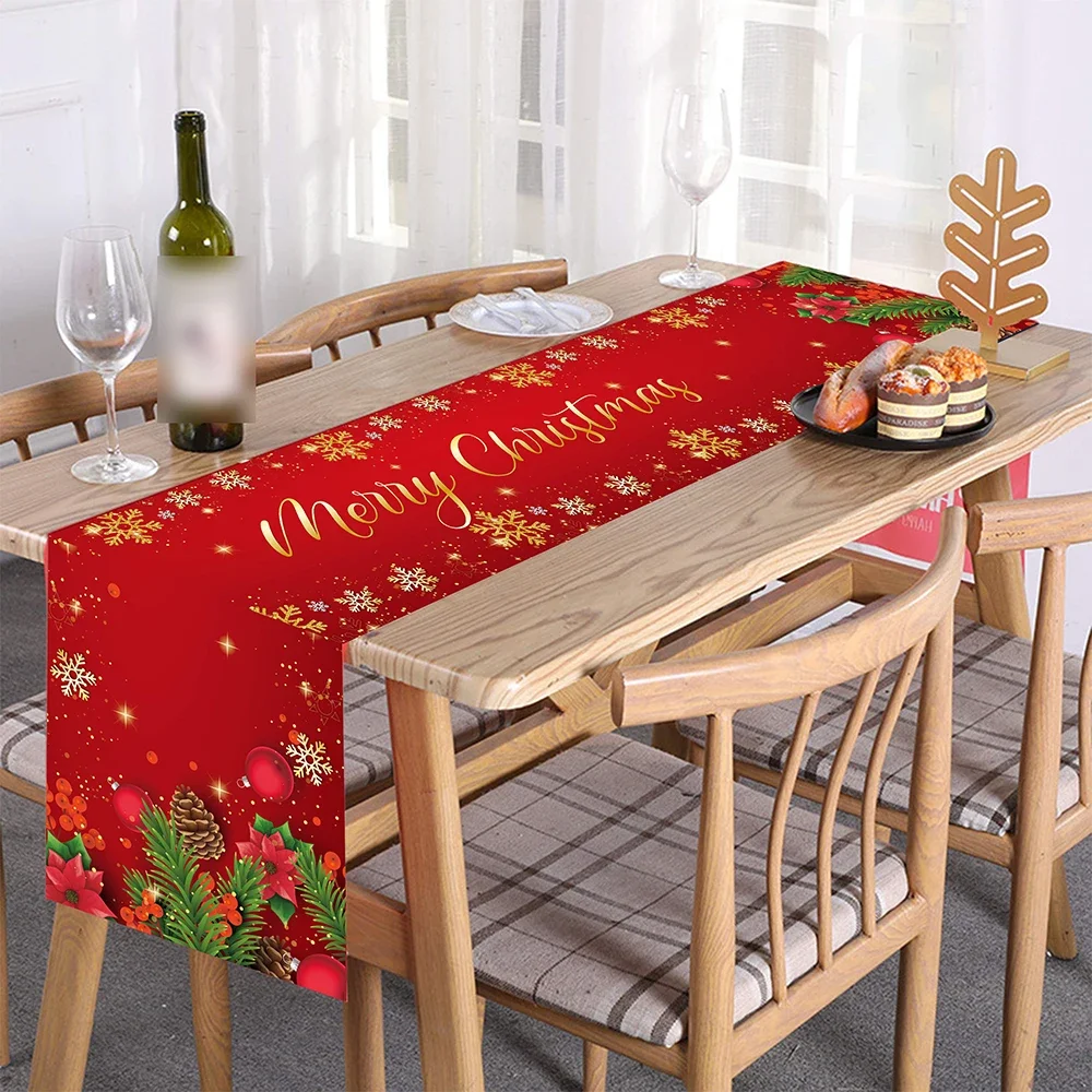 180*35cm  Christmas Table Runner Cloth Xmas Tree Santa  Snowflake Table Runners Flag Home Party Dining Table Cloths Decorations