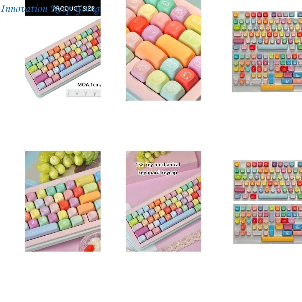 E65C 132Key MOA Profile Keycap Set PBT Dyes Sublimated Colorful Keycap for MX Switches