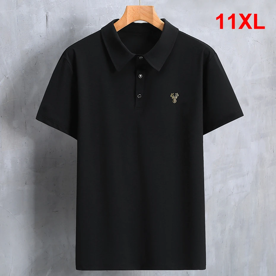 10 XL 11XL Plus Size Polo Shirt Summer Short Sleeve Polo Shirts Men Fashion Casual Deer Pattern Shirts Male Summer Tops 10XL