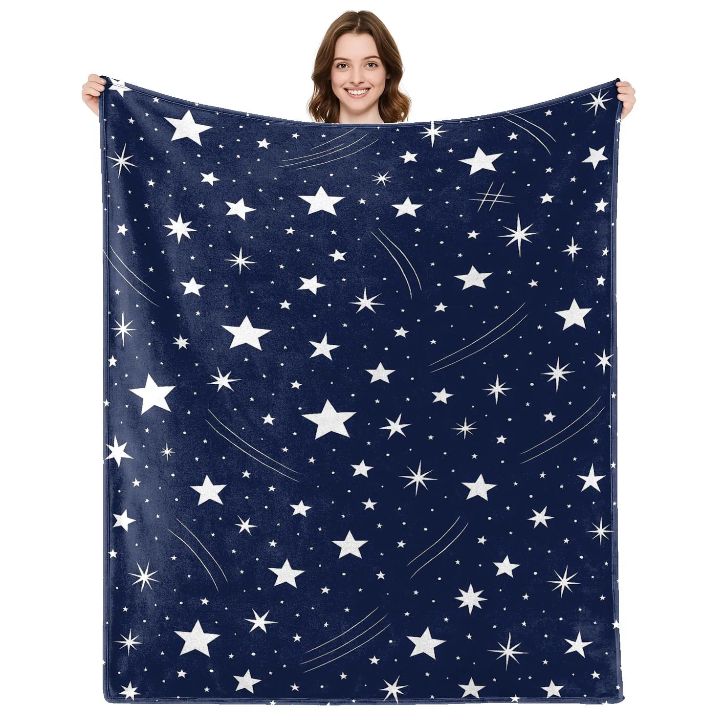 1pc Flannel Star Pattern Throw Blanket | Soft and Warm, Suitable for Sofa,, Travel, Camping, Living Room, Office, Chair, Tear-re