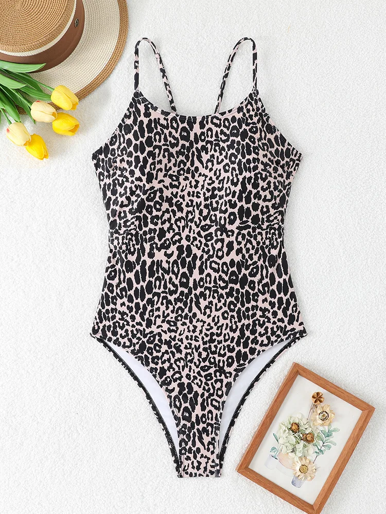 Sexy Leopard Women's Swimsuit One Piece Swimwear 2026 Bathing Suits Woman  Bandeau High Leg Bodysuit Female Beachwear Monokini