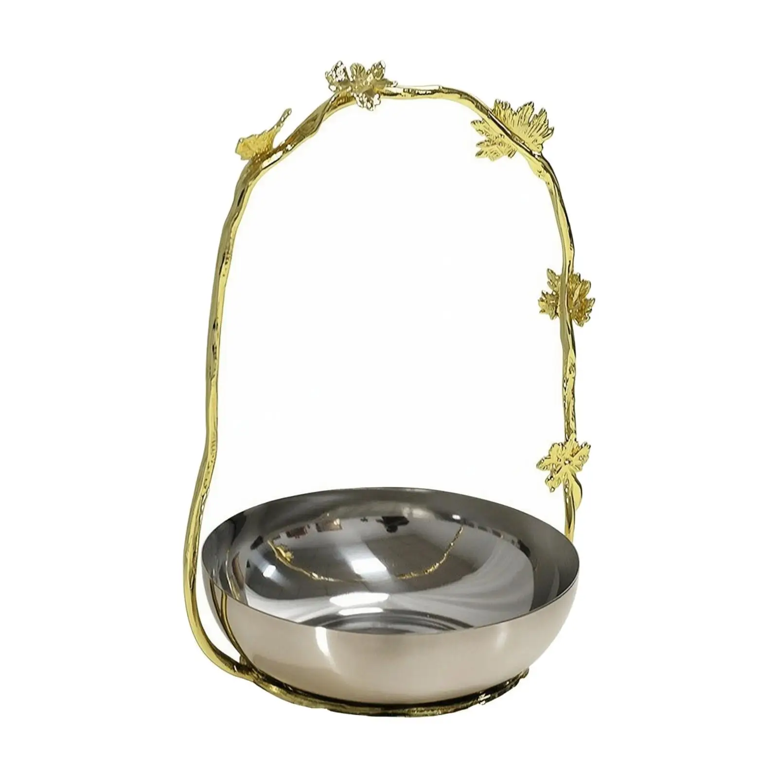 Luxury Stainless Steel Golden Decorative Tray with Raised Fruit Compartments for Home Table Sweet Table Display