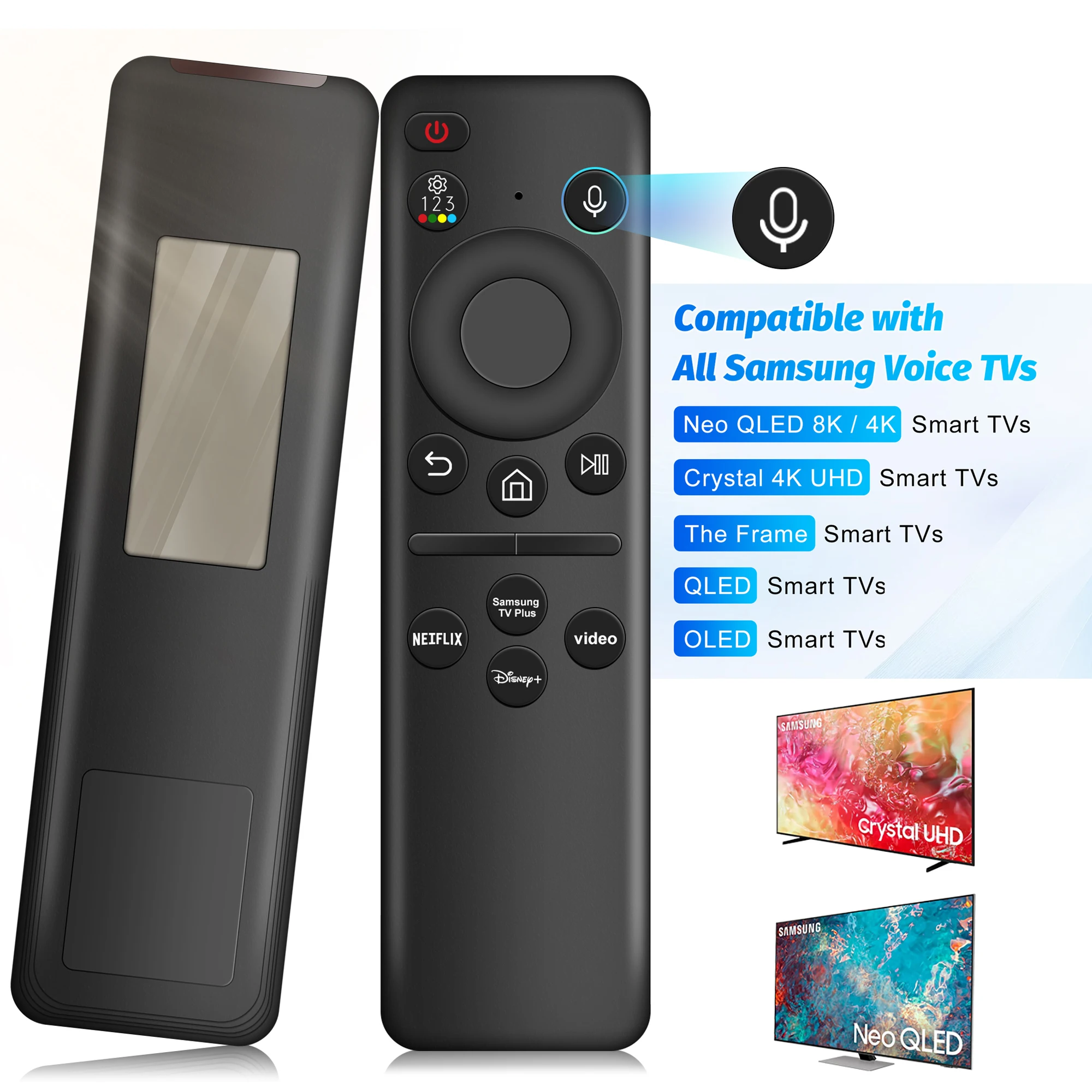 Voice Remote Control for Samsung Smart TV NEO QLED Replacement Solar Remote Control for Samsung TV Rechargable Remote Control