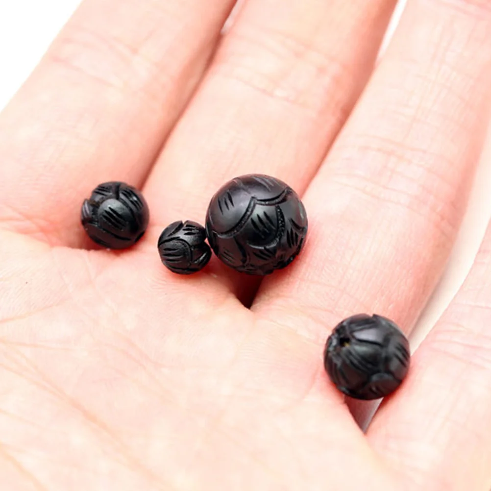 

20Pcs Ebony Lotus Carved Wooden Beads Buddha Rosary Accessories DIY Craft Beads for Jewelry Making Bracelet Keychain