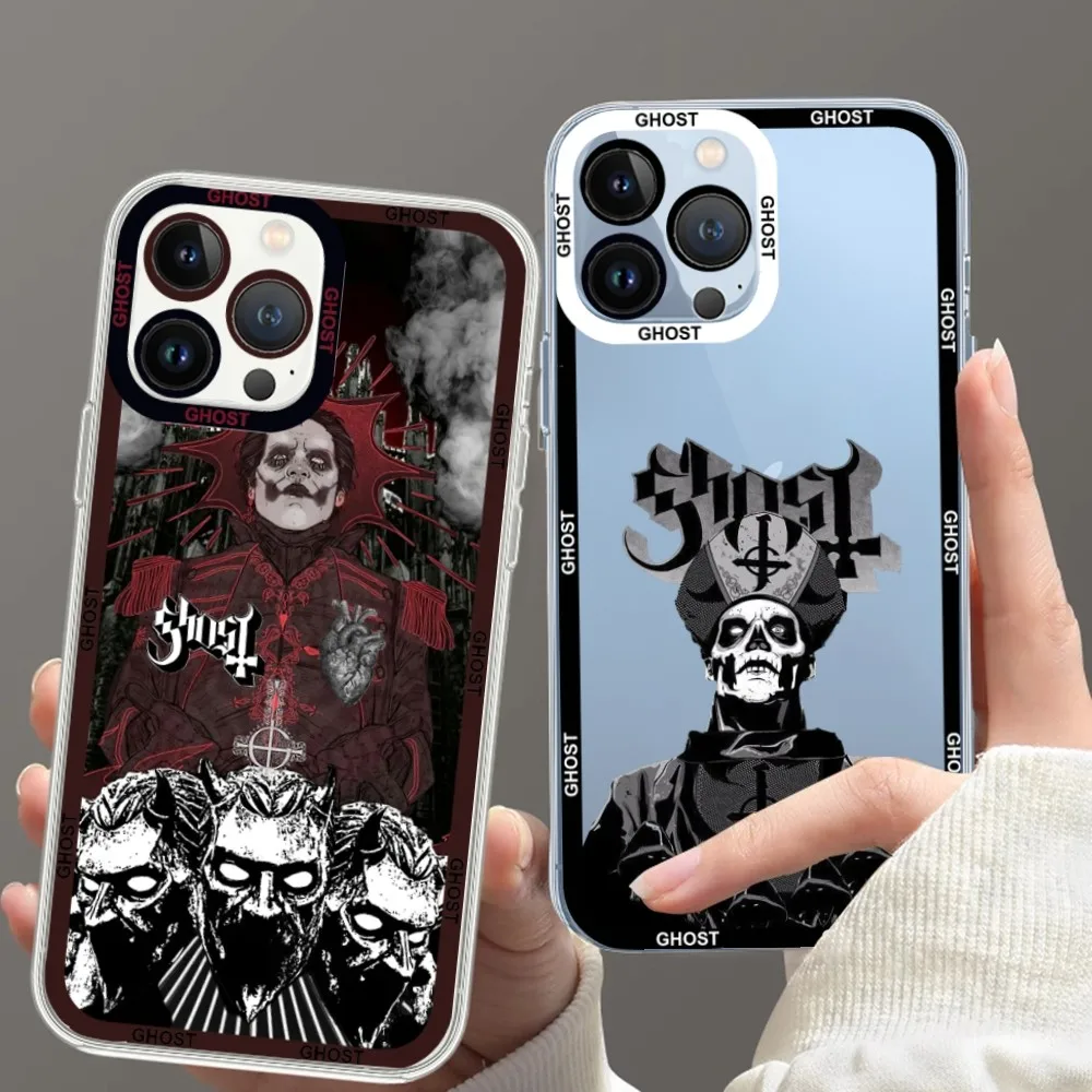 Ghost Heavy Metal Band Phone Case For Samsung S20 S21 S22 S23  Ultra Plus S10 Transparent Border Shell