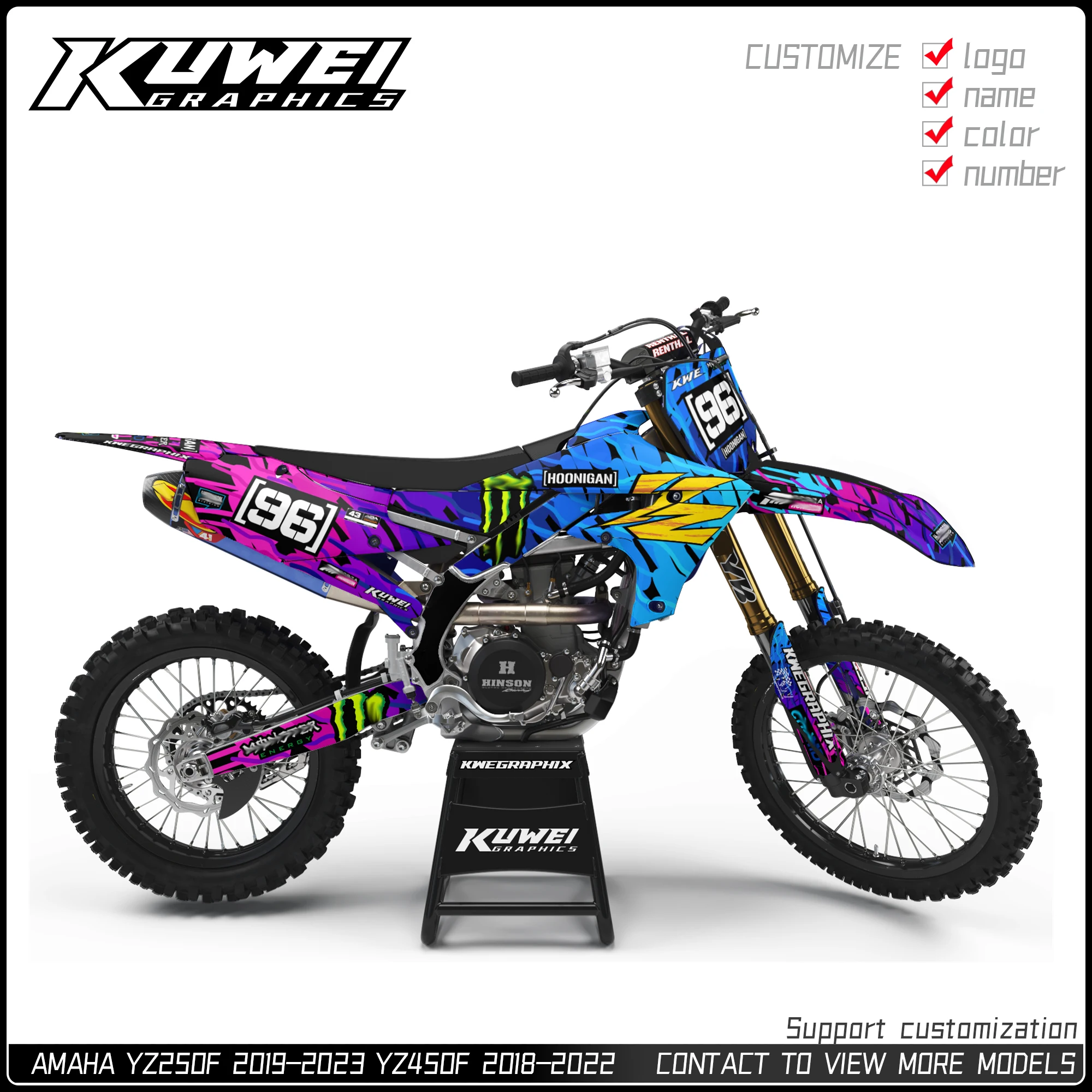 

Suitable for Yamaha Yz250F 2019 2020 2021 2022 2023 Yz450F 2018 2019 2020 2021 2022 Graphics Kit Decals Kit Sticker H03