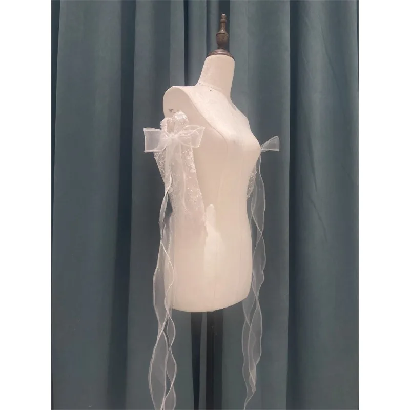 

Bridal wedding dress sleeve accessories, separate sleeve streamers, hand-sewn beads, tube top wedding dress transformation type
