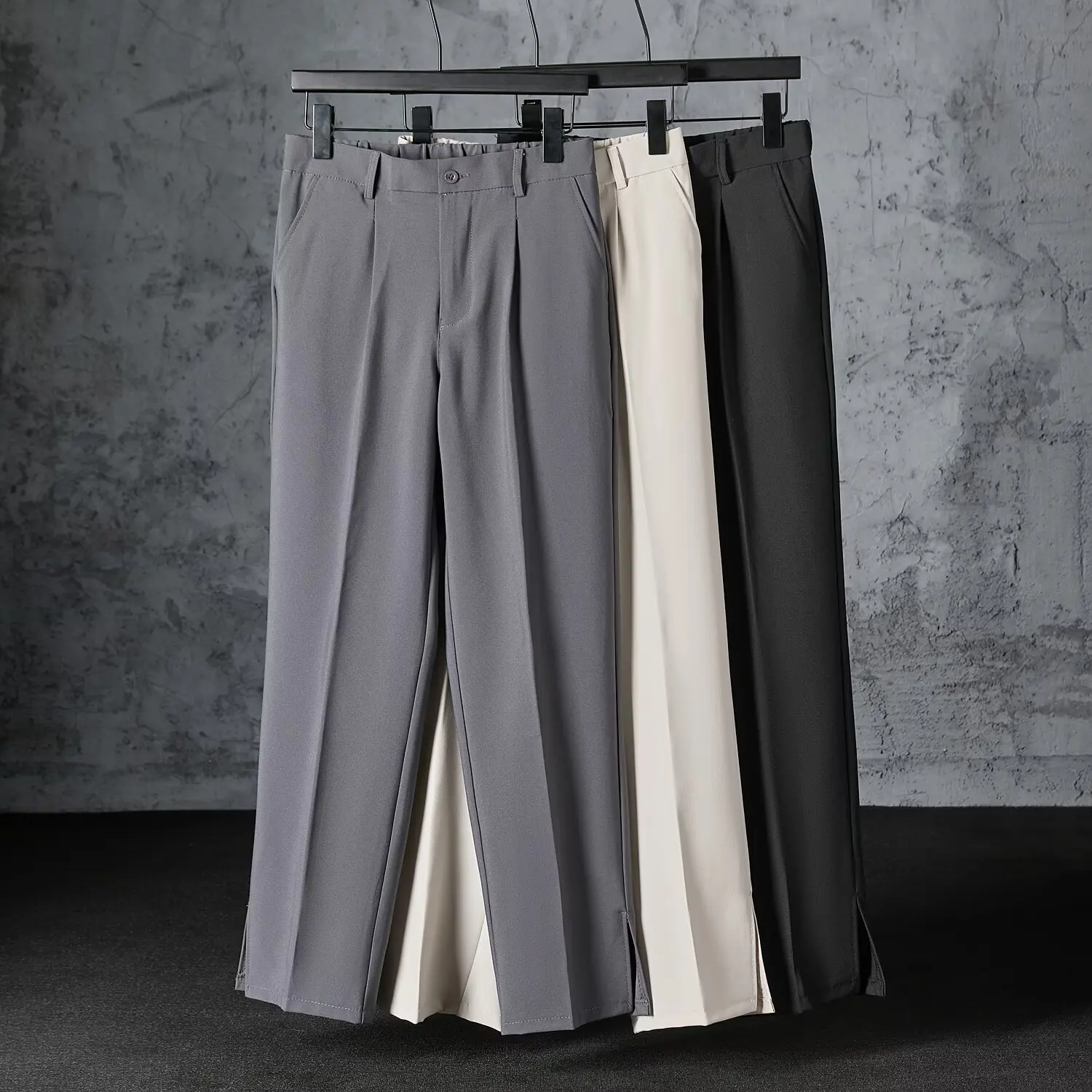 Herbsthosen für Herren, lockere Freizeithosen mit guter Drapierung, bodenlange Hosen, koreanischer Stil, trendige gerade Anzughosen. – Detail 32