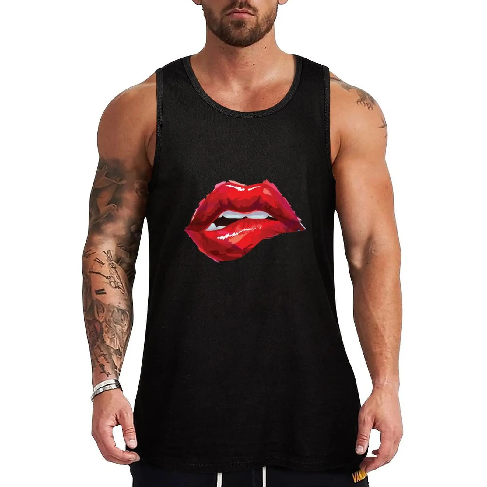 Lip bite Tank Top men clothes Short sleeve