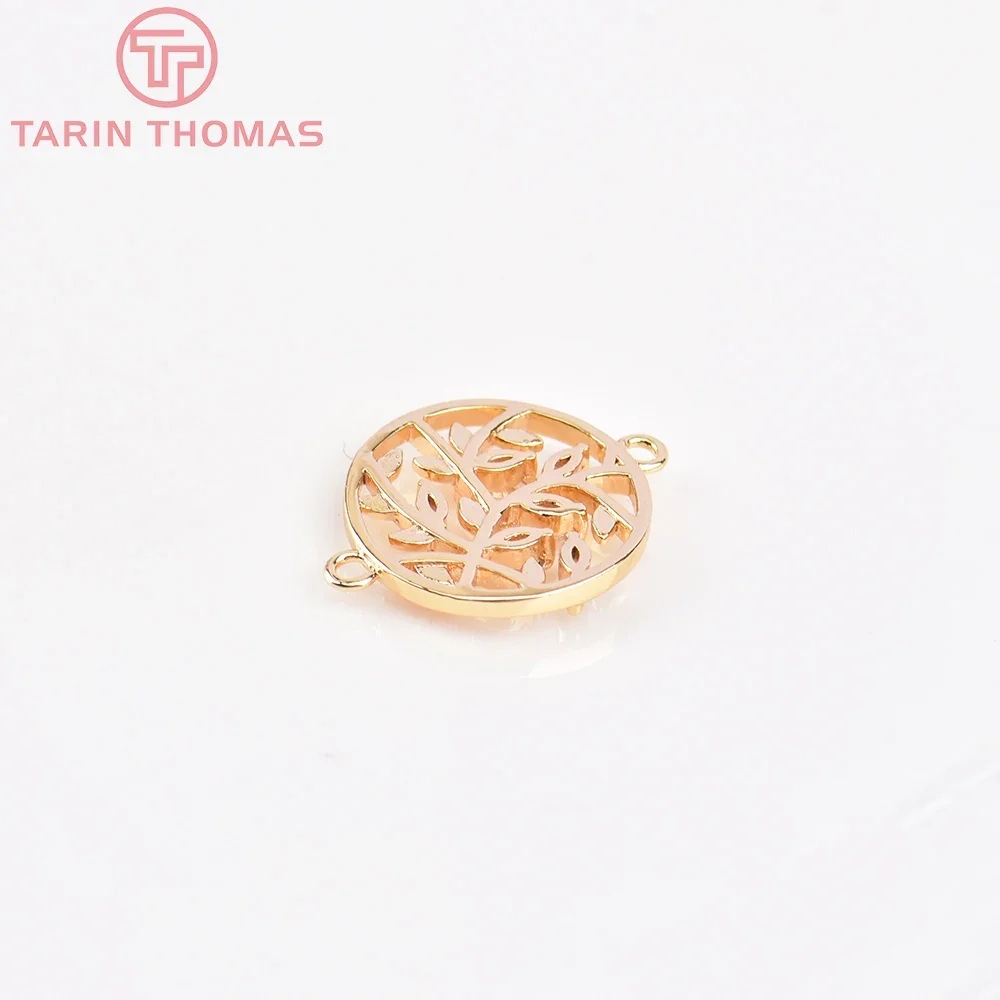 (5714) 4 Stück 14,5mm 24 Karat Gold Messing mit Zirkon runden Blättern Charms Anhänger hochwertige Schmuck herstellung Ergebnisse Großhandel