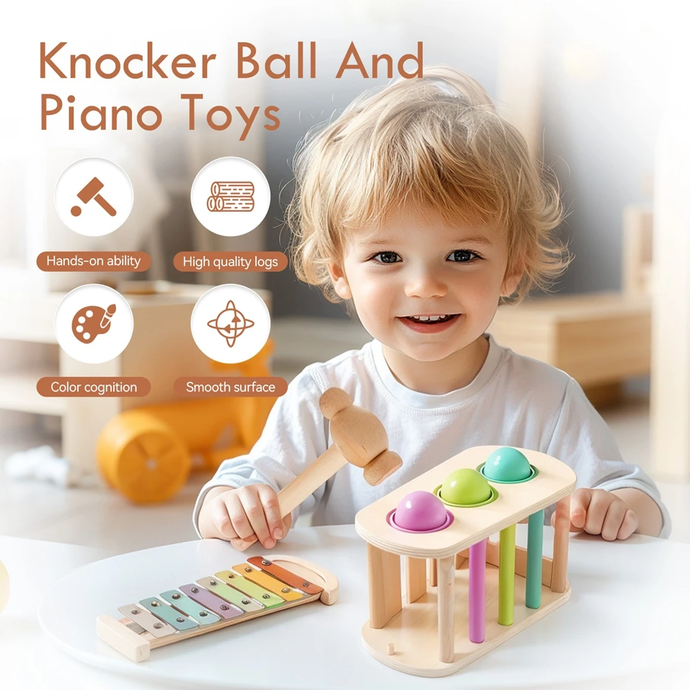 Montessori Infant Wooden Toy Sensory Toys for Kids Wooden Aeolian Bells Musical Instruments Toy Baby Teaching Aid Christmas Gift