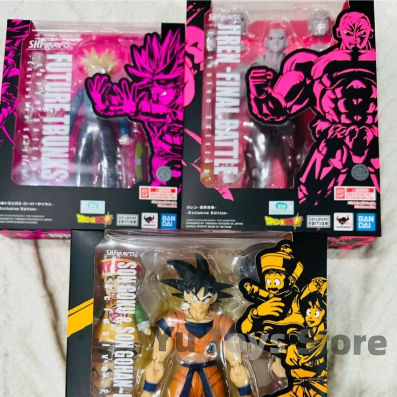 Bandai-Figurines d'action Dragon Ball Sh Figuarts, Son Goku, Son Gohan, peuvJiren Trunks, Shf Sdcc, Édition exclusive, Authentique, 100%