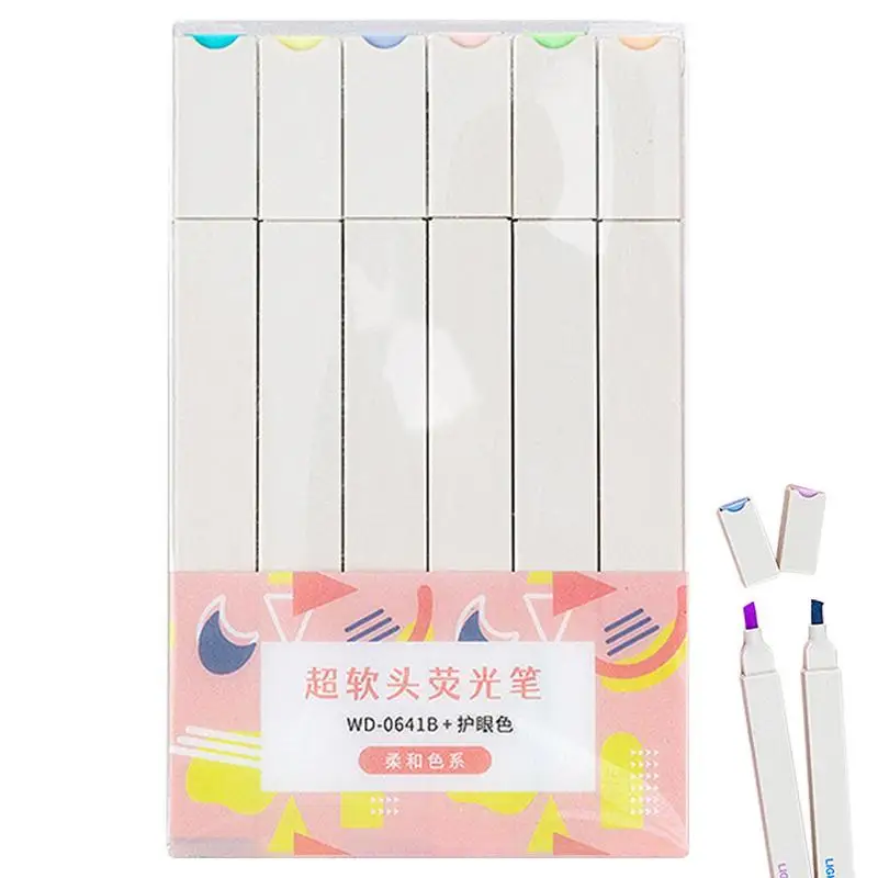Pastel Highlighters Bulk 6 PCS Pastel Markers With Soft Chisel Tip Fast Drying Highlighter Set For Broad Highlighting Or Fine