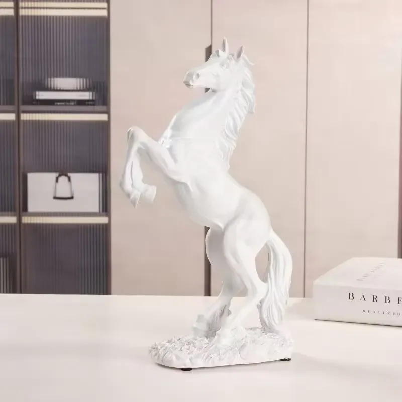 Resin horse statue hand-painted standing sculpture, suitable for home decoration