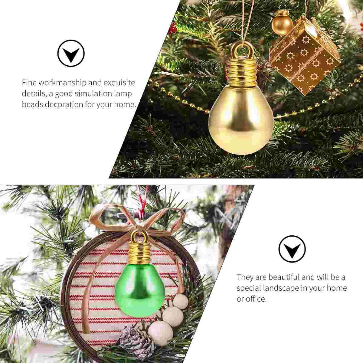 100 Stück Ornament Schmuck Weihnachten Glühbirne Lampe Mini Perlen Ornamente Kunststoff-Kits handgemacht DIY