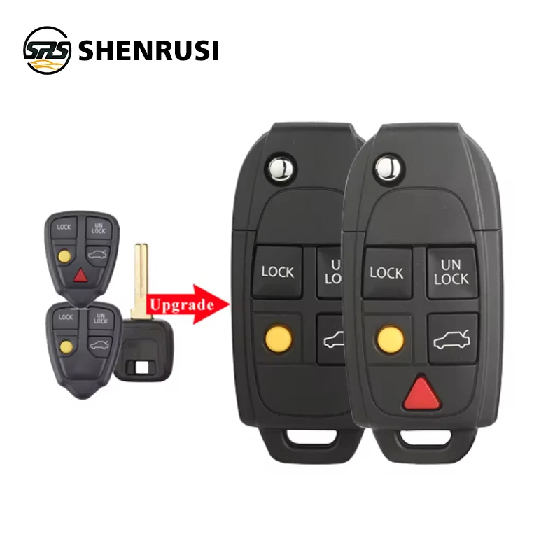 

SHENRUSI 2/3/4/5 Buttons Remote Flip Folding Key Shell For Volvo XC70 XC90 V50 V70 S60 S80 C30 New Replacement Fob Car Key Cas