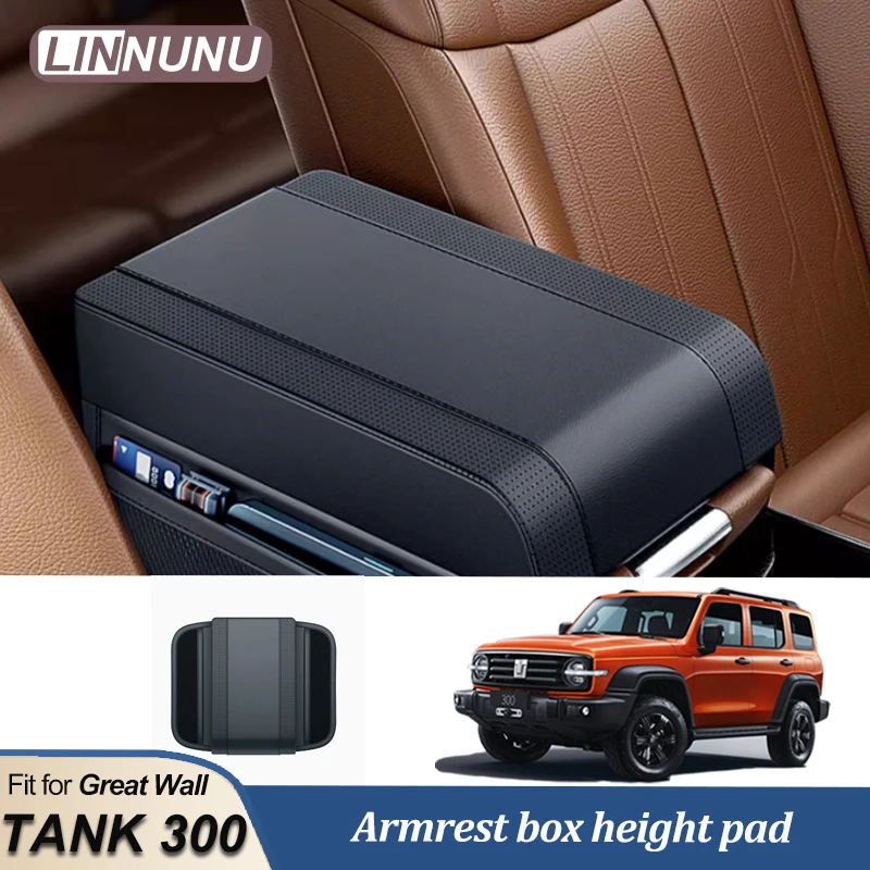 LINNUNU Fit for Great Wall GWM WEY Tank 300 Accessories Central Armrest Box Raised Pad Protective Cover Auto Interior Supplies