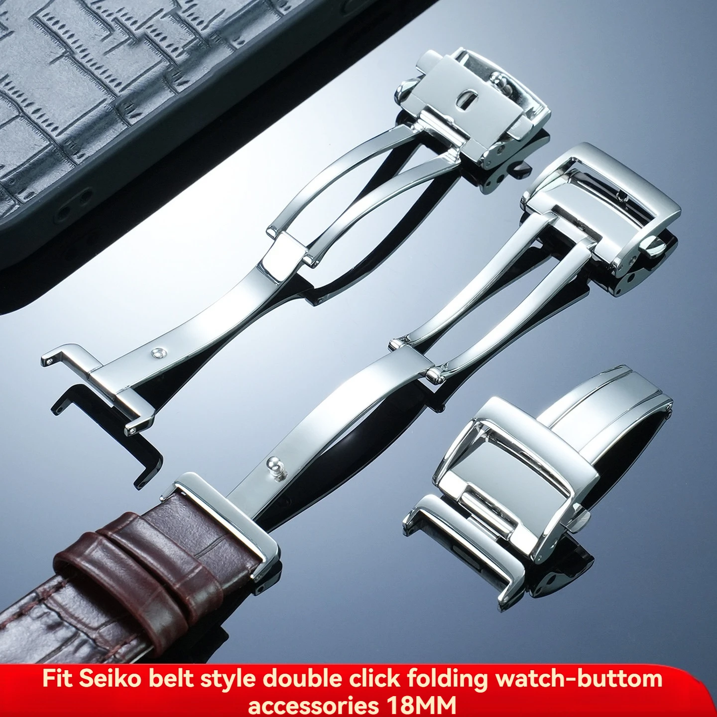 

New High Quality Watch Buckle For Seiko Premier Series SNP093 SNP096 Watch Belt Buckle accessory part 18mm Folding buckle