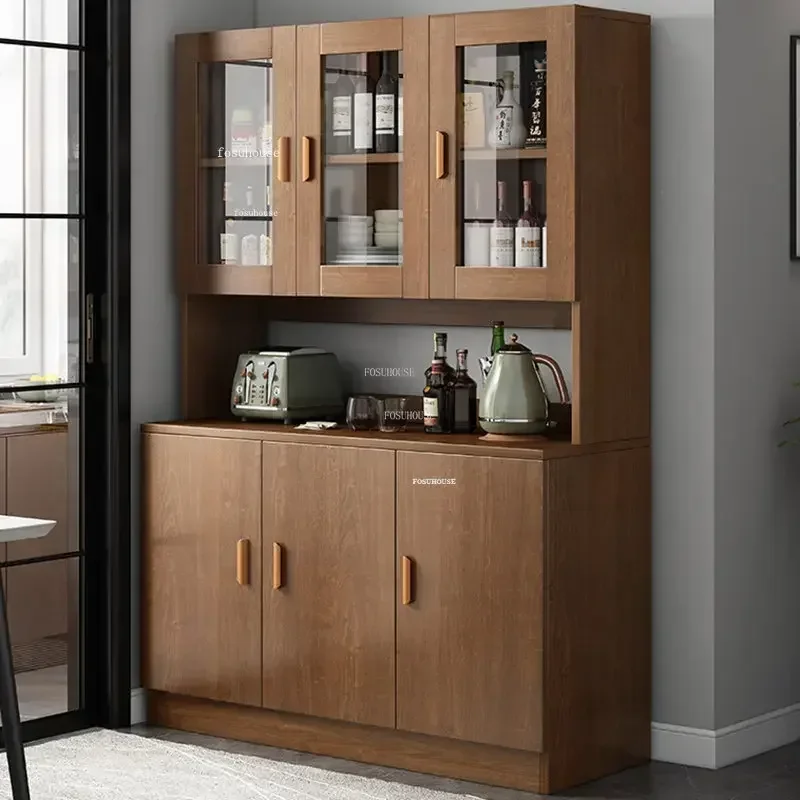 Modern Kitchen Cabinet Multifunctional Wooden Kitchen Cabinet Kitchen Furniture Locker Glass Sideboard Living Room Wine Cabinet