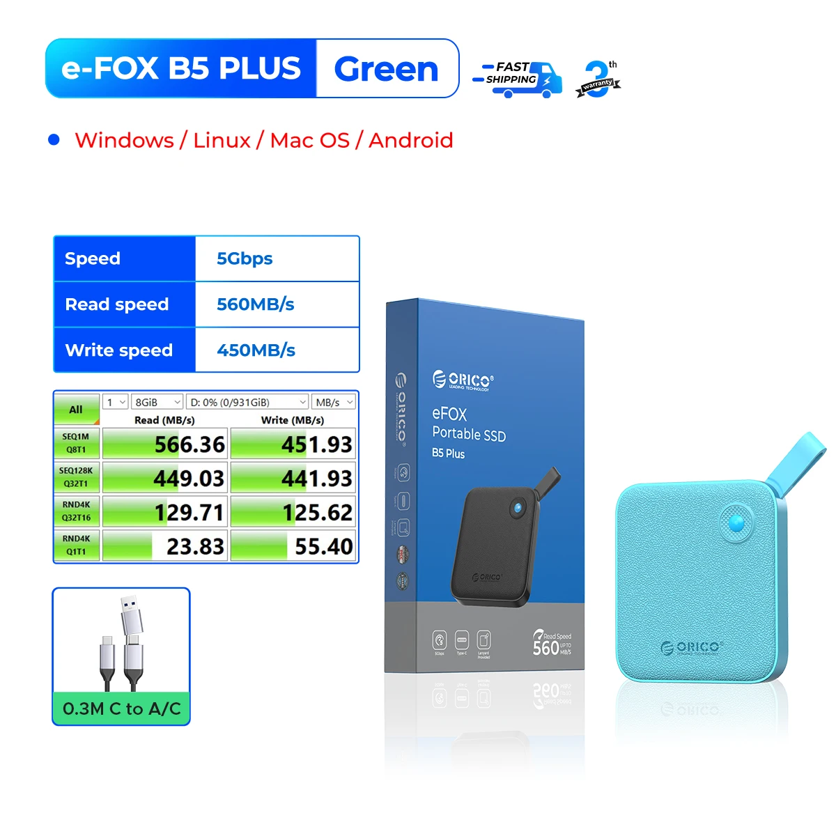 ORICO B5 PLUS Portable External Solid State Drive External Hard