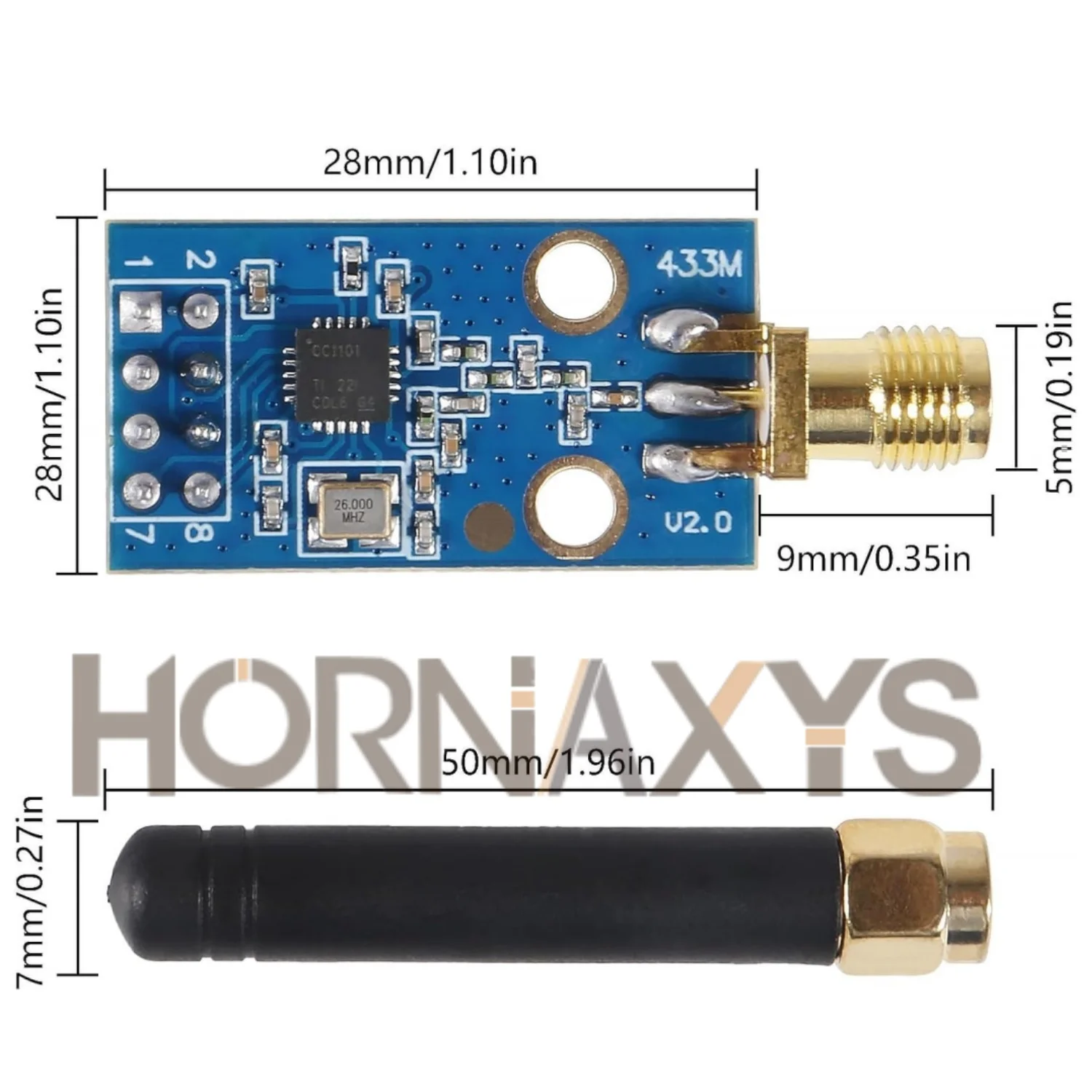 1-10pcs/ CC1101 433MHz Wireless Module With SMA Antenna Wireless Transceiver Module