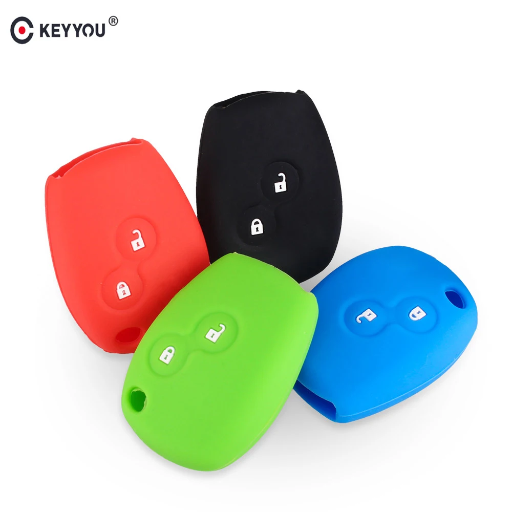 KEYYOU Silicone Car Key Case Cover 2 Buttons For Renault Kangoo DACIA Scenic Megane Sandero Captur Twingo Modus