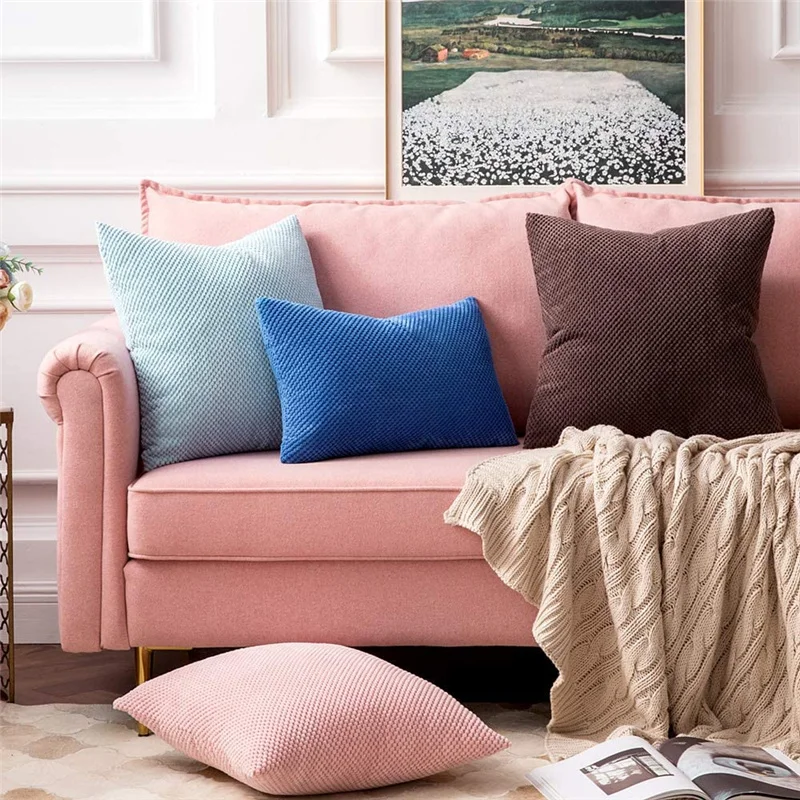 

Nordic Corduroy Cushion Cover Solid Color Decorative Home for Living Room Sofa Suitable for All Seasons 45*45cm Pillow Cover