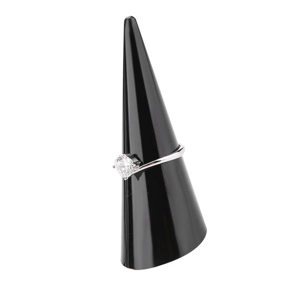 

5pcs Acrylic Material Ring Display Shaped Design Single Design Ring Holder Black Color Plastic Cone Jewelry Display Stand