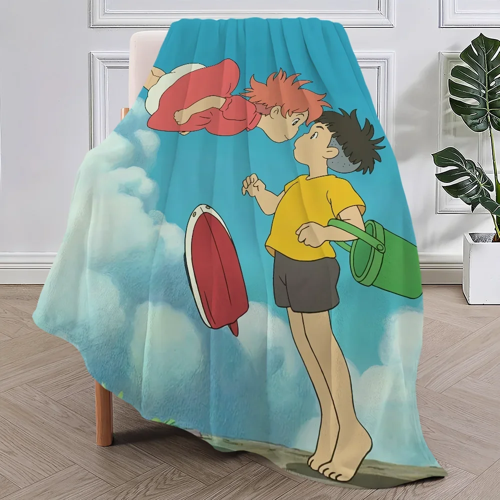 Blanket Plush Nap P-Ponyo Sofa Anime rug for Living Room Warm Cute Office Bedroom Film kawaii Birthday Home Travel Kid Gifts