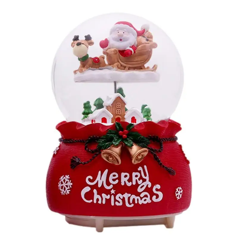 Creative Christmas Snowflake Crystal Ball Rotating Music Box Santa Elk Snow Globe Table Decor Birthday Christmas Gift For Kids