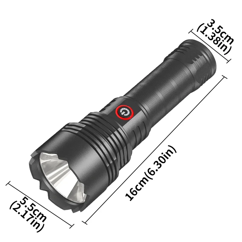 XHP70 High-Intensity Flashlight TYPE-C Charging Outdoor Ultra-Bright Aluminum Reflector Fixed-Focus Flashlight