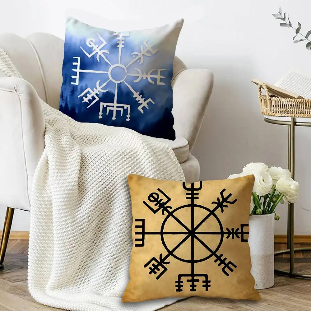 Viking Vegvisir Logo Pillowcase toon Gift Cushion Cover Bedroom Home Sofa Chair Seat Decor pillow case