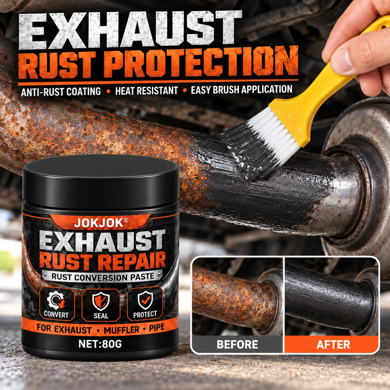 Rust Converter Metal Primer Exhaust Pipe Repair Rust Inhibitor Paint Automotive Coating For Car Parts Steel Iron