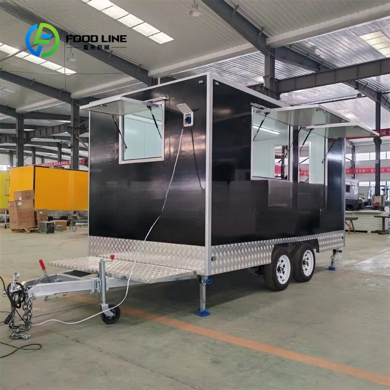 Customized Stainless Steel Frame Aluminum Mobile Food Trailer Commercial Hotdog Square Catering Trailer for Sale CE Certified