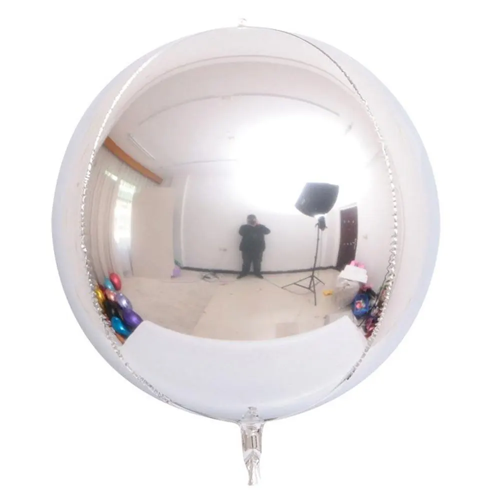 10 Stück silberne 4D-Rundballons 10 18 22 32 Zoll große metallische Silberfolienballons für Geburtstag, Hochzeit, silberne Partydekorationen – Detail 2
