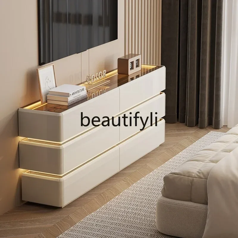 2003New TV cabinet High light luxury high sense bucket cabinet Ultra-thin storage small narrow cabinet
